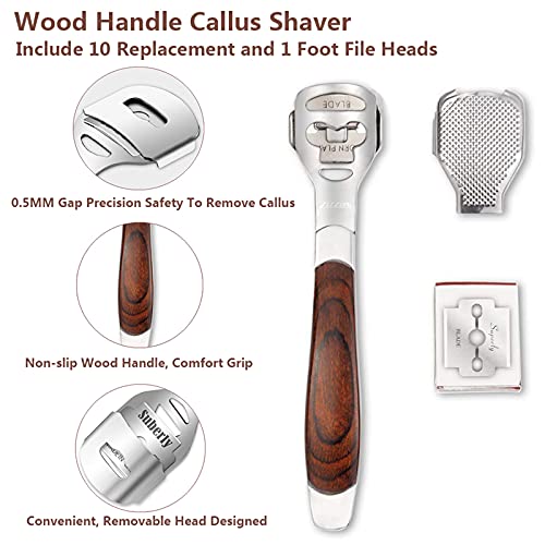 2-Pack Pedicure Kit - Stainless Steel Foot Rasp & Wood Callus Shaver Set