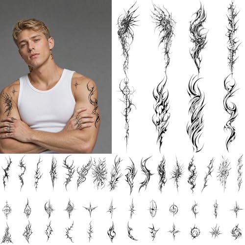 48 Piece Cyber Sigil Temporary Tattoo Sleeve Set