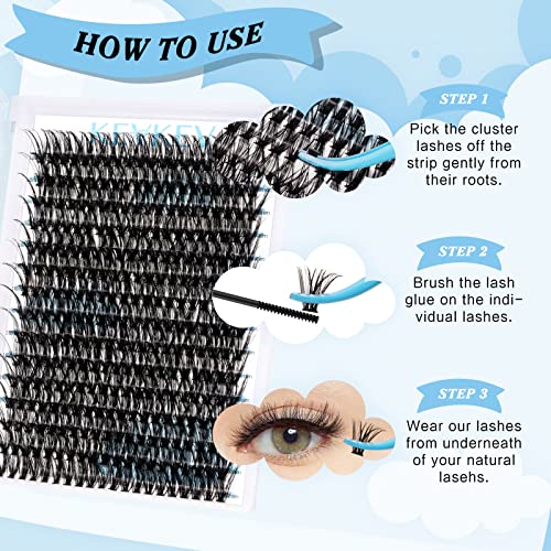 300 Pcs Individual Lashes Lash Clusters DIY Lash Extension Cluster Lashes that Look Like Eyelash Extensions Self Applicaton at Home Volume Dramtic Look(50D,D-18mm)