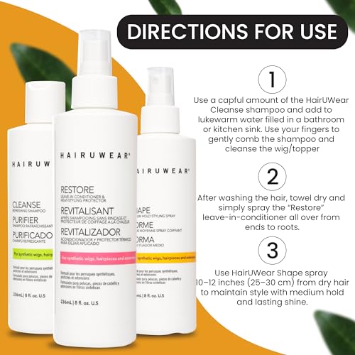 Synthetic Wig Care Set - Shampoo, Conditioner & Spray 8oz
