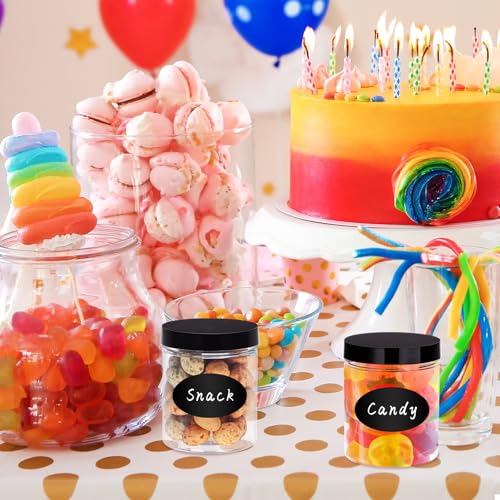 Eupako 48 Pack Plastic Jars with Lids 6 OZ - Empty Clear Cosmetics Containers with Pen and Labels, Round Small Plastic Jars with Screw On Lids for Slime, Makeup, Butter, Cream, Lotion, Pot, Dry Food