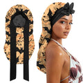 Long Satin Sleep Bonnet for Women & Girls - Soft Silk-Lined Nightcap with Tie - Orange Bat Ao13