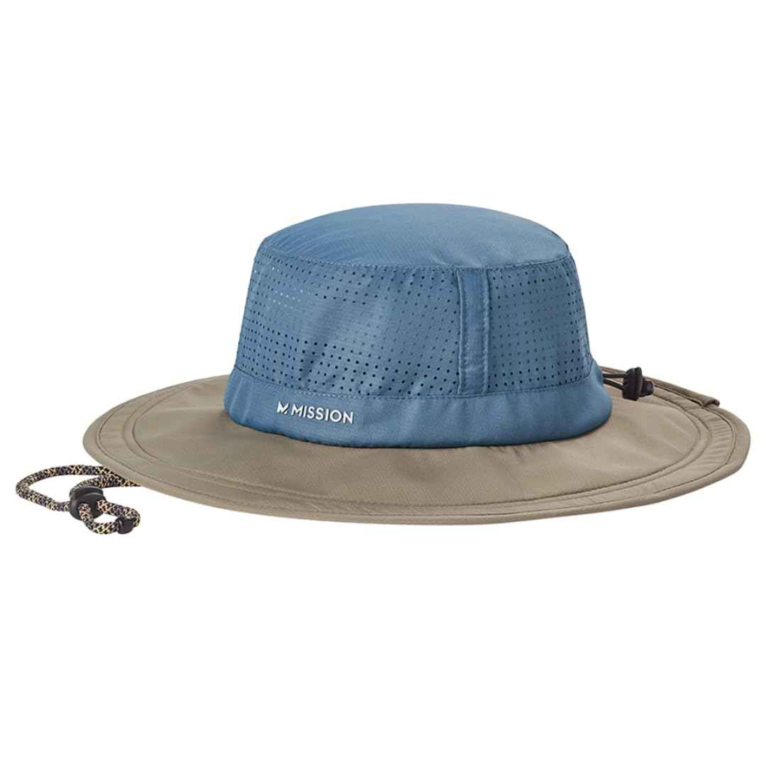 MISSION Navy/Khaki Cooling UPF Boonie Hat - Unisex Sun Hat for Hiking, Beach & Fishing - Sweat & Water Activated Technology