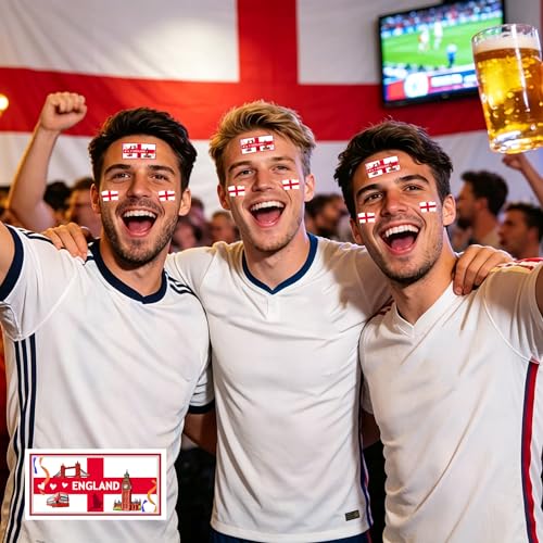 56Pc England Flag Temporary Tattoos Waterproof