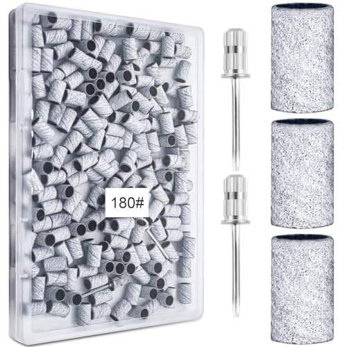 200 Pcs 180 Grit Zebra Sanding Bands for Nail Drill & Bit Set