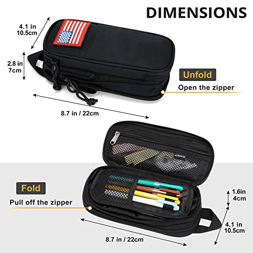 Pencil Case Big Capacity High Large Storage Tactical Small Tool Pouch Bag Marker Pen Case Stationery Bag Travel Holder School College Office Organizer for Kids Men Women Adult Teens (Camo Green)