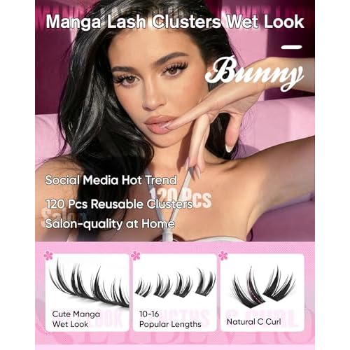 EYDEVRO Manga Lash Clusters Kit Fairy Eyelash Clusters Kit Wet Look Anime Cluster Eyelash Extensions Kit 10-16mm Natural Wispy DIY Lash Extension Kit Waterproof Lash Bond and Seal Tweezers Brush