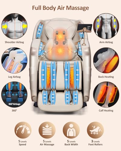 RELX Full Body Massage Chair, Zero Gravity SL-Track, 20 Modes