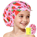 Kids Satin Lined Shower Cap, Waterproof Hair Protection Ages 3-10