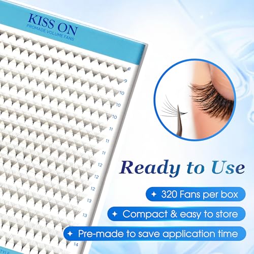 KISS ON Premade Lash Fans 320 Count 10D Volume Extensions