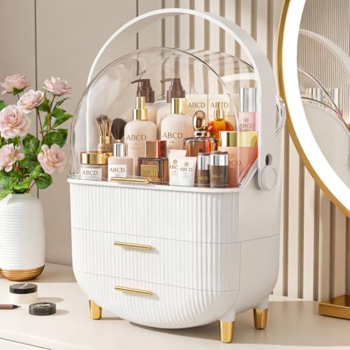 NestOrganix Makeup Organizer with Transparent Cover - 3 Layer Cosmetic Display Case