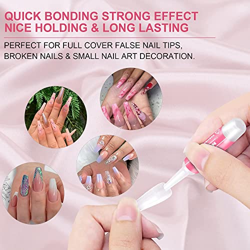 Nail Glue with UV LED Nail Lamp Cordless Flash Cure Gel Nail Lamp,Super Strong Nail Glue for Acrylic Nails Long Lasting,Fast Curing Gel Polish Lamp Auto Sensor 4 Timer Setting,Professional Nail Lamp w