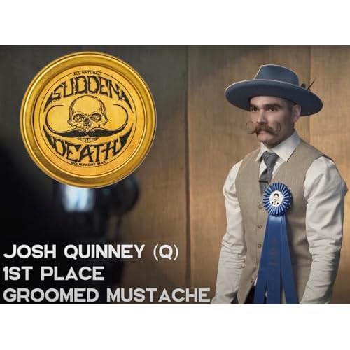 Mustache Wax Strong Hold Grooming For Men | Sudden Death Moustache & Beard Wax 1oz Tin | Perfect For Handlebar Mustaches By Death Grip | No Heat Source Required