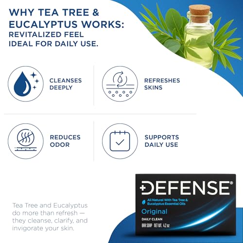 Defense Soap 5pk All Natural Tea Tree Bar Soap for Men | Made by Wrestlers with Tea Tree Oil & Eucalyptus Oil to Promote Healthy Skin