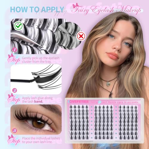 GVEFETIEE Manga Spiky Eyelash Clusters - 10-16mm D Curl