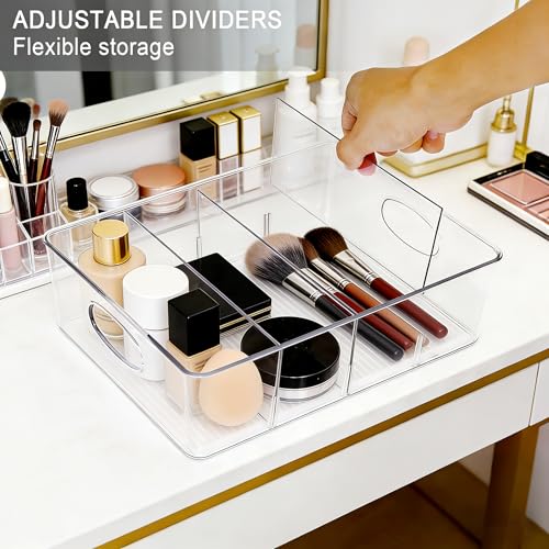 2-Pack Clear Makeup Organizer with Adjustable Dividers