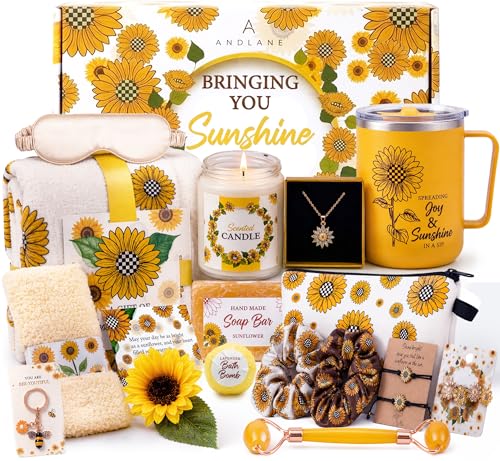 Sunflower Gift Basket Set for Women - 18Pc Self-Care Box