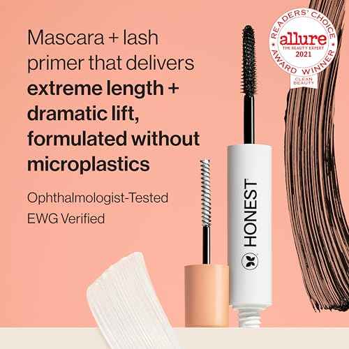 Honest Beauty 2-in-1 Extreme Length Clean Mascara + Lash Primer | Lengthening + Volumizing | Cruelty Free + Safe for Sensitive Eyes | Black, .27 fl oz