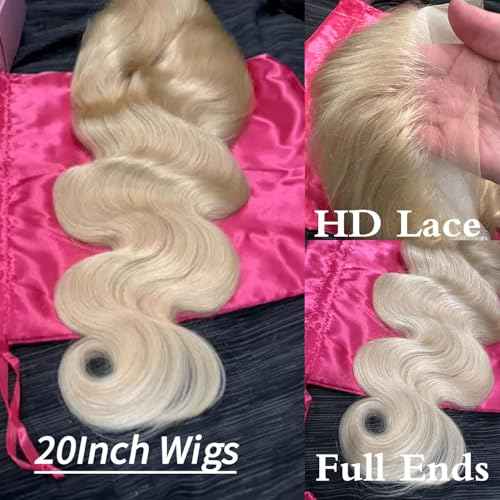 613 Lace Front Wigs Human Hair Body Wave 13x4 HD Lace Frontal Wig Human Hair Pre Plucked Brazilian Virgin 613 Wigs (613 Color 13x4 Lace Front Wigs, 22 Inch)