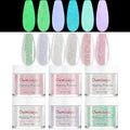 Oumisaya Glow in the Dark Nail Dip Powder Set - Pink White Glitter