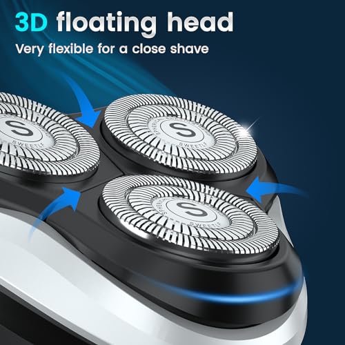 SweetLF Men's Electric Shaver, Silent & Powerful, IPX7 Waterproof, Dual-Track Floating Blades, Type C Fast Charging, 60 Minutes Charge, 120 Minutes Runtime, Precision Sideburn Trimmer, Travel-Friendly