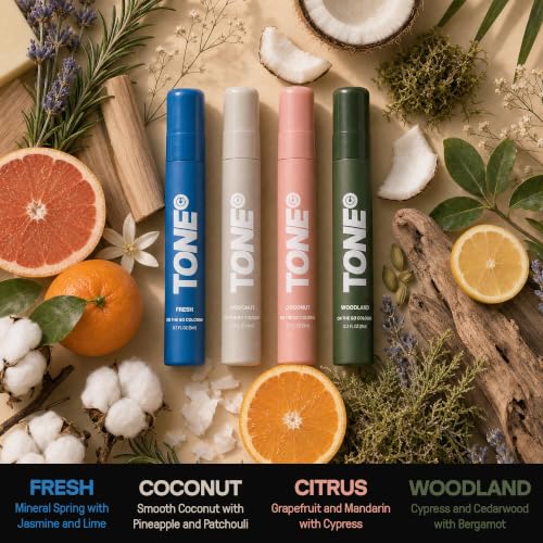 TONE 4-Piece Cologne Sample Pack – Travel Size, 0.3 fl oz