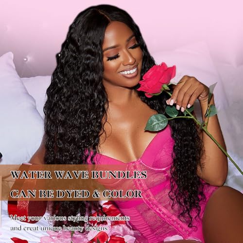 Water Wave Human Hair Bundles - 24, 26, 28 Inch Virgin Brazilian