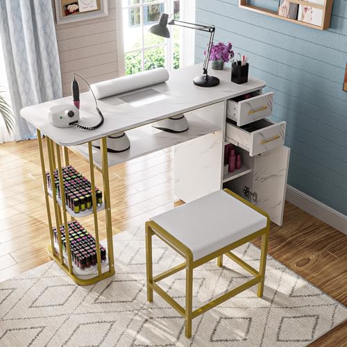 Oakvera Manicure Table with Dust Collector & Storage
