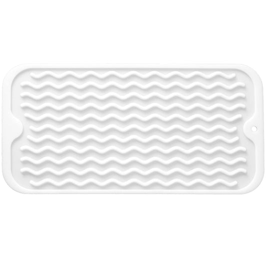 MicoYang Silicone Dish Drying Mat for Multiple Usage,Easy clean,Eco-friendly,Heat-resistant Silicone Mat for Kitchen Counter,Sink,Bar,Bottle,or Cup White S 12 inches x 6 inches