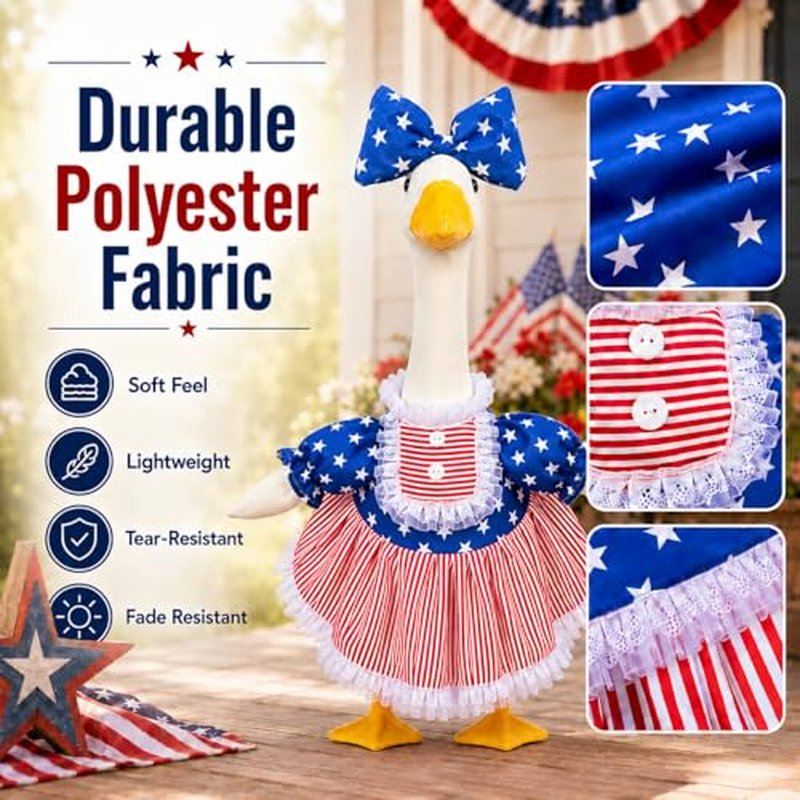 Patriotic 4th of July Porch Goose Outfit for 23 Inch Statue