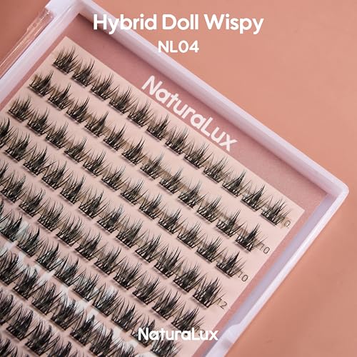 NaturaLux Hybrid Doll Wispy Lash Clusters - 144pc Mixed Lengths