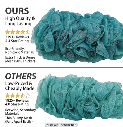 Long Handle Back Scrubber for Shower, Soft Nylon Mesh Brush