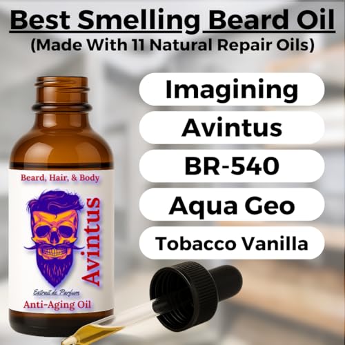 Luxury Cologne Oil - 2oz Anti-Aging Blend with Plant Retinol for Beard, Skin & Hair (Guilty Black)