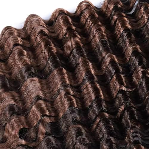 P4/30 Brown Human Hair Braiding Bundle - 12 Inch Deep Wave