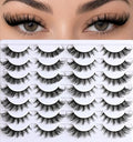 APCYUST Fox Eye Lashes - Natural Wispy Cat Eye Fake Mink Strips, D Curl, Fluffy Spiky Style, Reusable