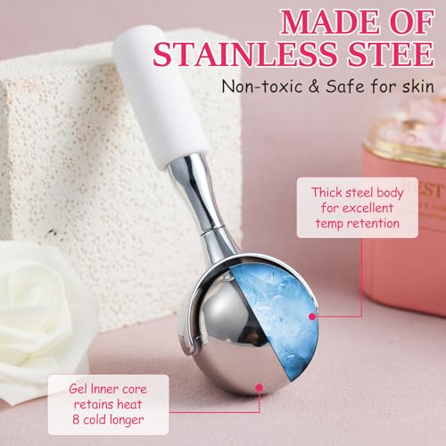 Cryo Sticks for Face-360 Rotating Unbreakable Steel Ice Globes, Cold Massage Roller Ball -Facial Skin Care Tools for Women, Ice Globes for Face and Eyes-Face Ice Roller-Ice Roller for Face