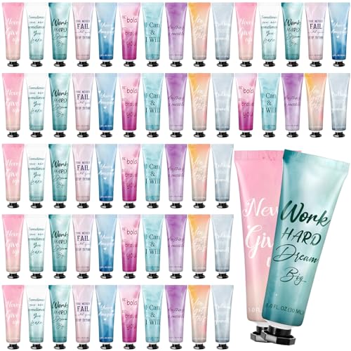 Leelosp 60 Pack Employee Appreciation Team Gift Bulk Travel Size Hand Cream Inspirational Natural Fragrance Hand Lotion Winter Thank You Gift for Women Teacher Nurse Coworker Staff Baby Shower