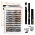 BEFER Lash Clusters Kit - 144 D Curl Individual Lashes with Bond & Seal