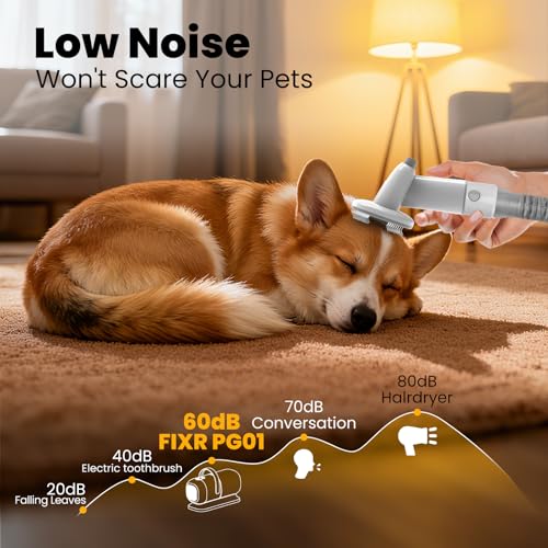FIXR Dog Grooming Vacuum with Hair Clipper & Shedding Brush