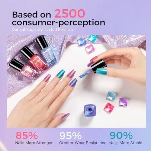 Morovan Ombre Nail Polish Set - Iridescent Holographic Colors