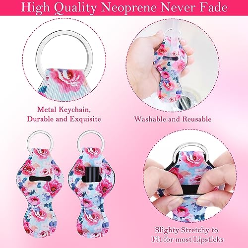 Cludoo 30Pcs Chapstick Holder Keychain Bulk, Colorful Lip Balm Holders