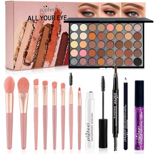 40-Color Eyeshadow Palette with Brushes & Eyeliner Set
