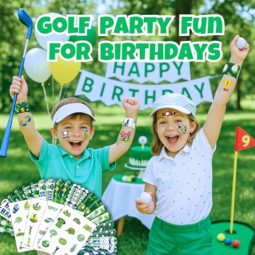 Golf Party Favor Set - 48 Tattoos & 24 Slap Bracelets