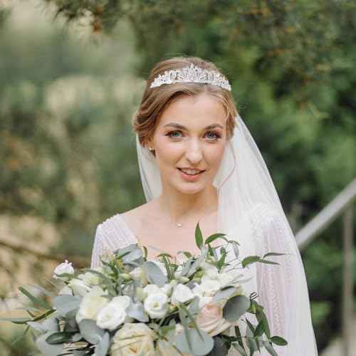 Silver Tiara Crown for Women Wedding Tiaras for Bride Princess Crowns and Tiaras for Girl Rhinestone Crowns for Birthday Halloween Cosplay Christmas Party Prom Gifts