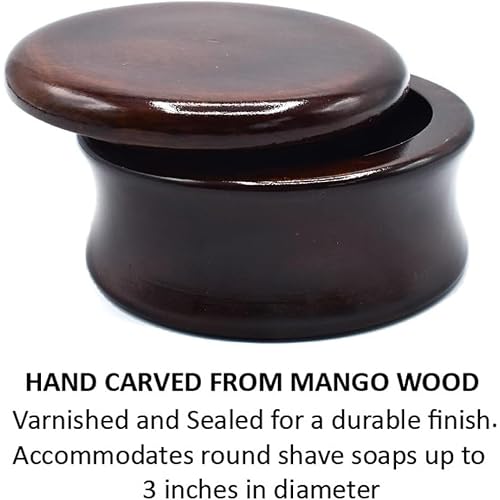 Parker Hand carved Genuine Mango Wood Shaving Soap Bowl - Classic Style