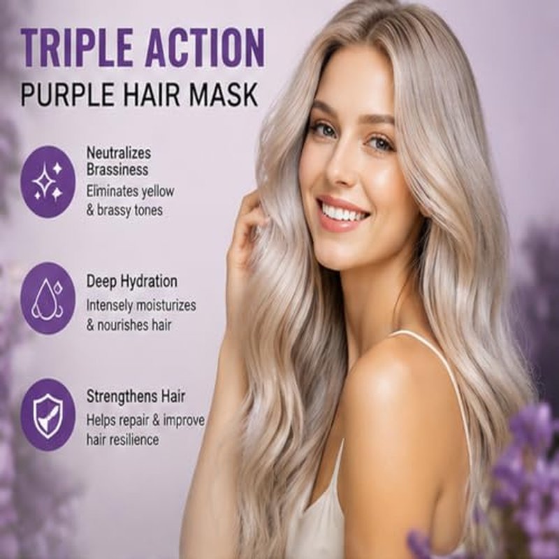 Purple Hair Mask for Blonde & Gray Hair - Reduces Brassiness