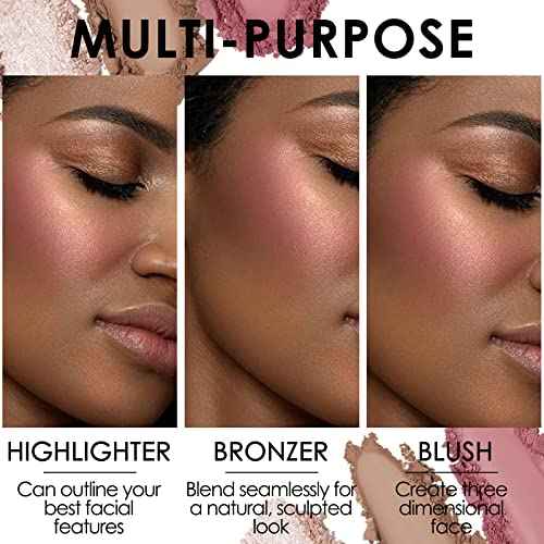 FOCALLURE Blush and Highlighter Palette,3 in 1 Contour Palette,Cruelty-Free Matte Bronzer Powder,Shimmer Illuminator Highlighters for a Glowing Look,#10