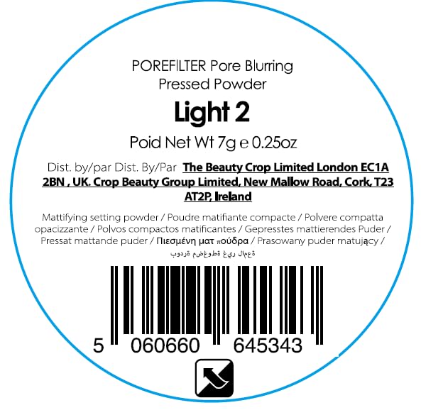 The Beauty Crop PoreFilter Pressed Powder Light Shade - Blurs Pores & Controls Shine - 0.34 oz