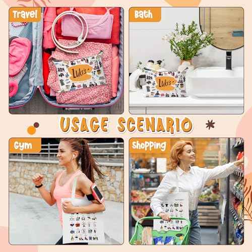 Laffact Gilmore TV Show Canvas Bag - Luker's Dinner inspired Gift Alphabet Merchandise Cotton Shoulder Tote Bag Makeup Bag for Friends Fans Coworkers Women Girls Mom Daughter Sister Birthday Christmas