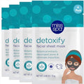 MISS SPA Detoxify Facial Sheet Mask Botanical Extracts to Decongest Pores Remove Impurities, Detox Facial Sheet Mask Skin Care, Dermatologist Tested, Cruelty-Free 4 Pack